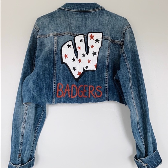Tops - Handcrafted Wisconsin badgers Jean Jacket